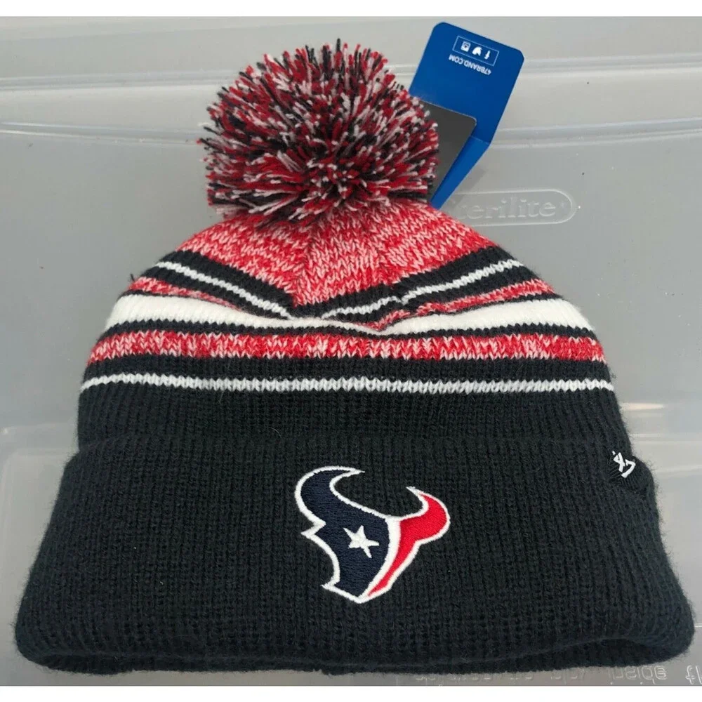 Houston Texans Hat Boys One Size Black Winter Cap Football Youth '47 Brand New